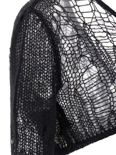 Rick Owens Ziggy One-sleeve Cropped Open-knit Top