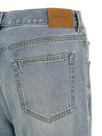 Saint Laurent Stonewashed Denim Trousers With Front And Back Pockets