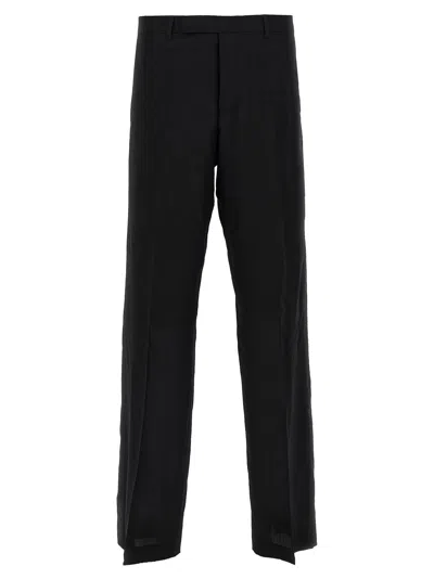 Rick Owens Wide-leg Tailored Wool Pants With Pleat Detail In Black