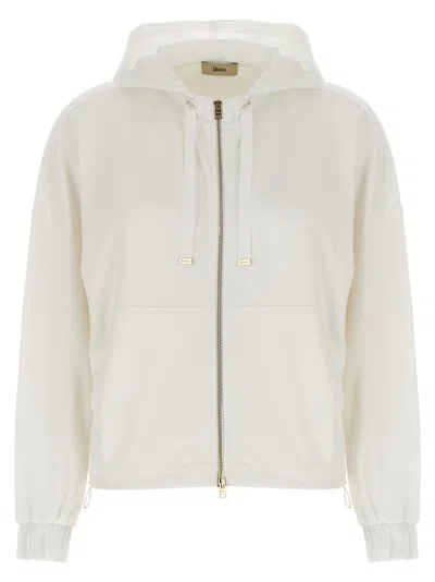 Herno Performance Hoodie With Adjustable Drawstring Hem In White