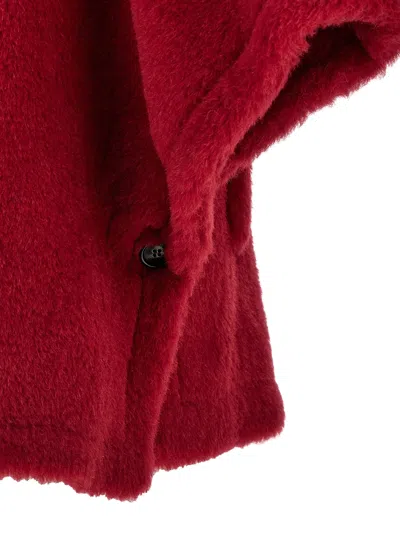Max Mara Wool-silk Poncho Coat In Red