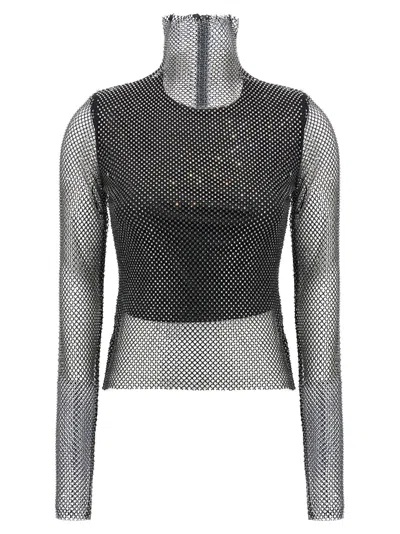 Sportmax Valdai Embellished Fishnet Crop Top