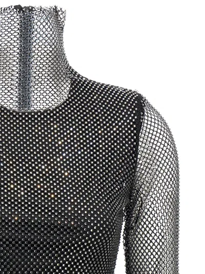 Sportmax Valdai Embellished Fishnet Crop Top