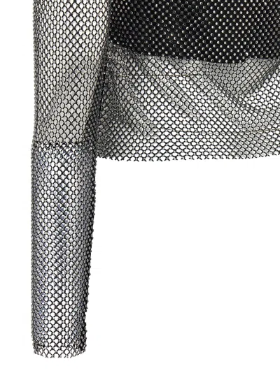 Sportmax Valdai Embellished Fishnet Crop Top