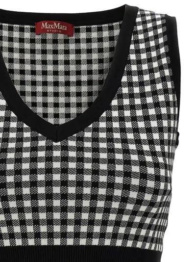 Max Mara Blackwhite Cropped Vest In Black
