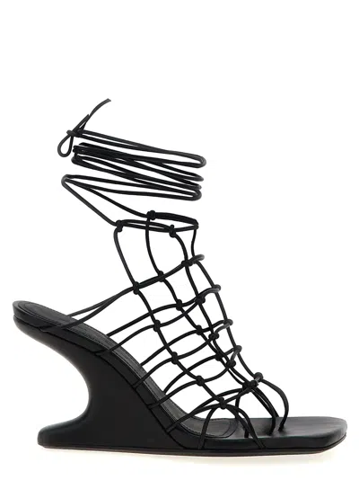 Rick Owens 80mm Web Cantilever Leather Sandals In Black