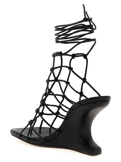Rick Owens 80mm Web Cantilever Leather Sandals In Black