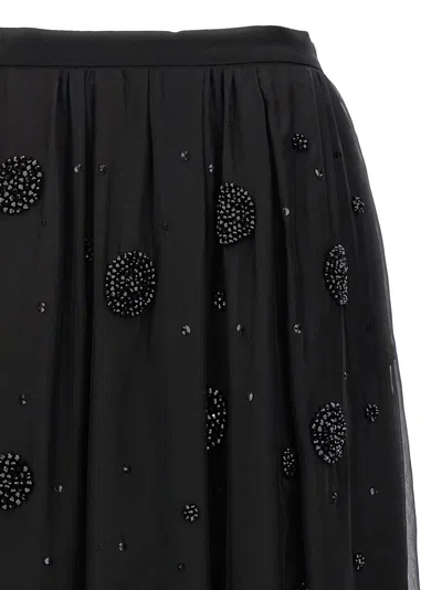 Max Mara All-over Embellished Long Skirt In Black