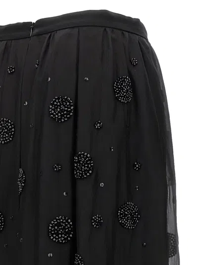 Max Mara All-over Embellished Long Skirt In Black