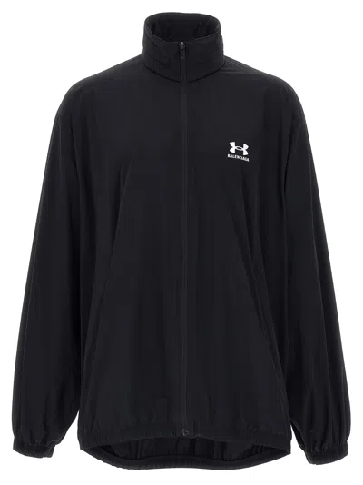 Balenciaga High Collar Zip Pockets Elastic Cuffs Jacket In Animal Print