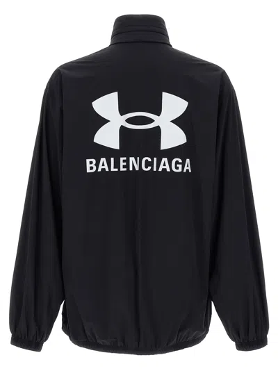 Balenciaga High Collar Zip Pockets Elastic Cuffs Jacket In Animal Print