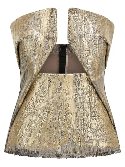 Rick Owens Coated Denim Top With Front Cut-out Neckline