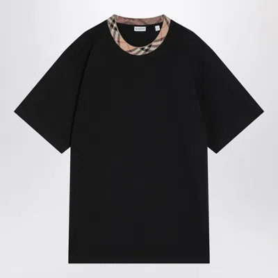 Burberry Mens Check-print Short-sleeves Cotton-jersey T-shirt Black Xl