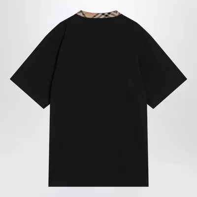 Burberry Mens Check-print Short-sleeves Cotton-jersey T-shirt Black Xl