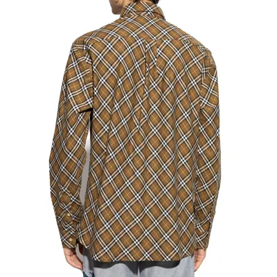 Burberry Cotton Checked Shirt In Brown