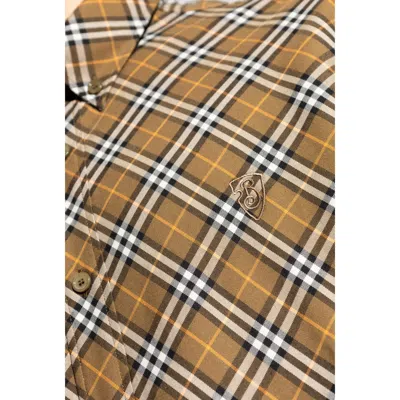Burberry Cotton Checked Shirt In Brown
