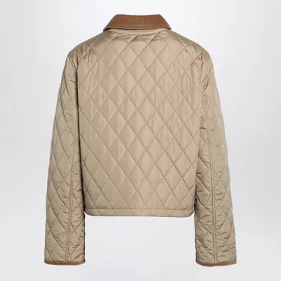Burberry Cropped Beige Quilted Nylon Jacket Women In Brown