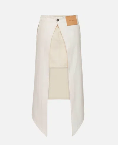 Jw Anderson J. W. Anderson Layered Midi Skirt With Unique Split Detail In Neutral