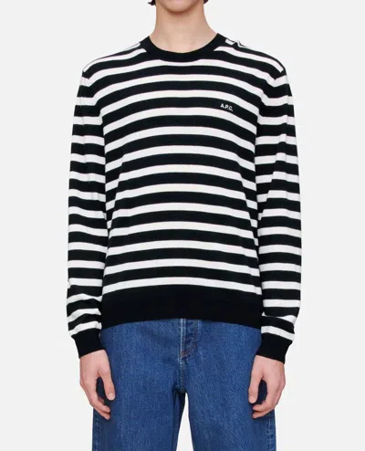 Apc A.p.c. Crewneck Sweater With Classic Striped Pattern In Black