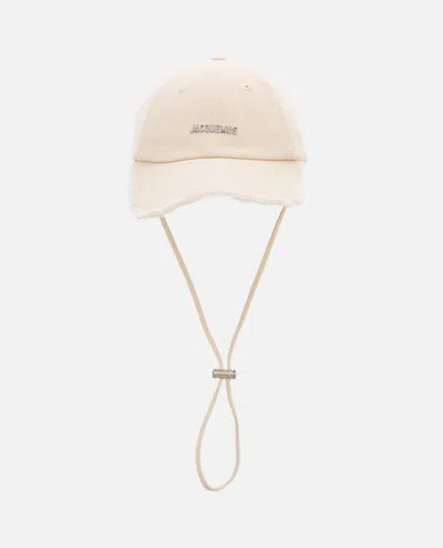 Jacquemus Women Artichaut Baseball Cap With Distressed Brim In White
