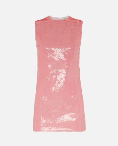 Jw Anderson Embellished Cotton Mini Dress In Pink