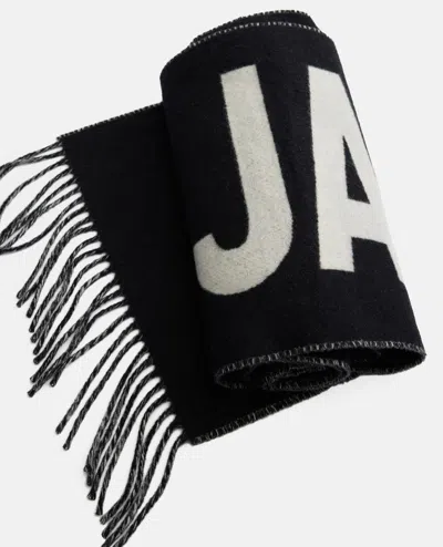 Jacquemus Brushed Finish Fringe Detailing Wraparound Scarf In Black