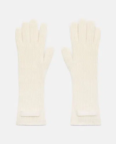 Jacquemus Ribbed Knit Gloves With Extended Cuff Detail In White