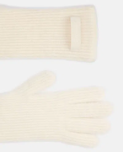 Jacquemus Ribbed Knit Gloves With Extended Cuff Detail In White