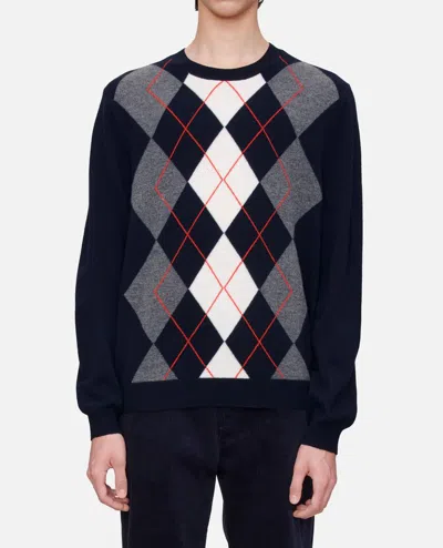 Apc A.p.c. Diamond Pattern Crewneck Sweater In Blue
