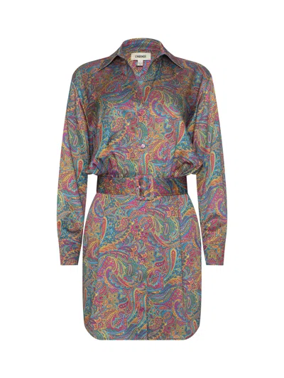 L Agence Demie Linen-blend Shirt Dress In Multi