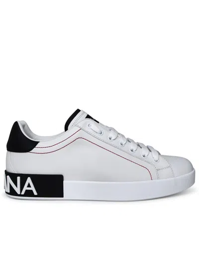 Dolce & Gabbana Portofino Leather Sneakers With Rubberized Logo Shoes