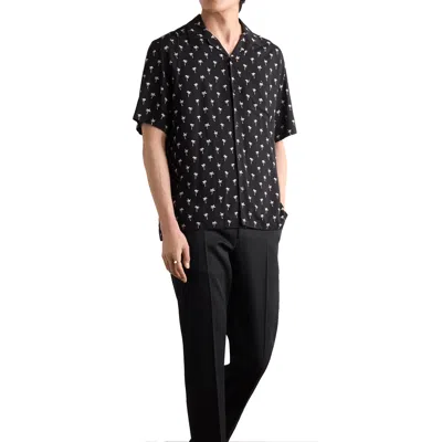 Celine Hawaiian Shirt With Viscose Print In Black