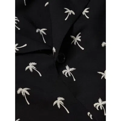 Celine Hawaiian Shirt With Viscose Print In Black