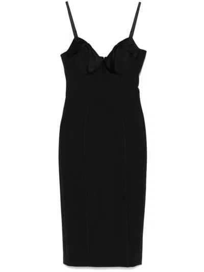 Elisabetta Franchi Black Midi Pencil Dress With A Back Slit