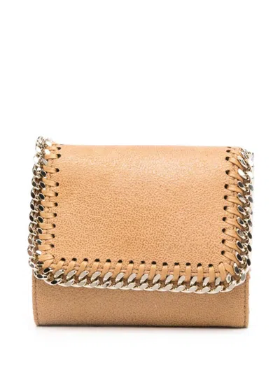 Stella Mccartney Falabella Small Flap Wallet Light Gold Chain Accessories In Brown