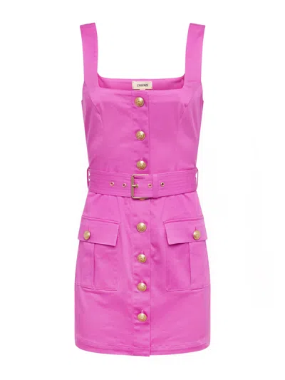 L Agence Midy Button-front Dress In Purple
