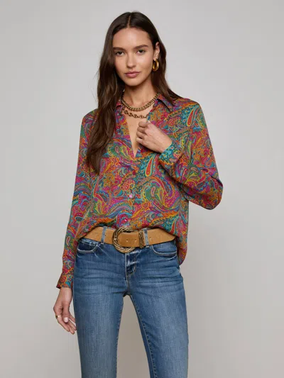 L Agence Nina Silk Blouse In Multi