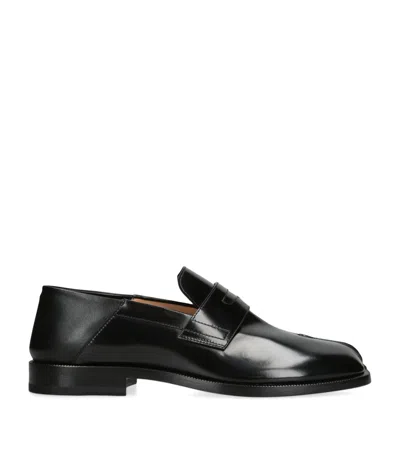 Maison Margiela 20mm Tabi Brushed Leather Loafers In Black