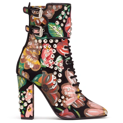 Shop Giuseppe Zanotti - Floreal Calfskin Leather Boot With Studs Brenda In Multicolor