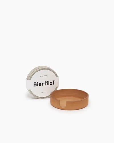 Graf & Lantz Kobon Leather/merino Wool Round Tray 4 Pack Coaster Set