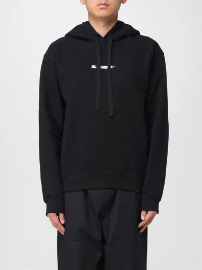 Jil Sander Logo Cotton Hoodie In Black