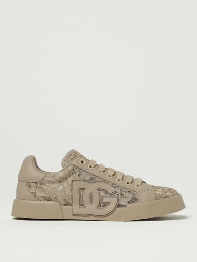 Dolce & Gabbana Sneaker With Embroidery In Neutral