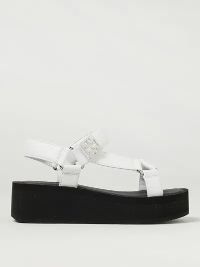 Tory Burch Round Toe Platform Sandals In White