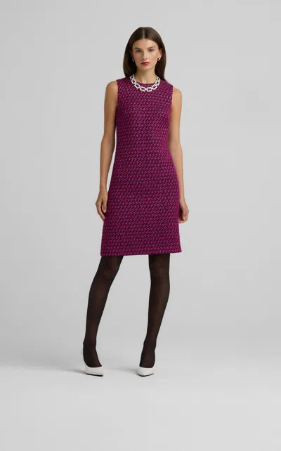 St John Sleeveless Tweed Knit Dress In Bwol