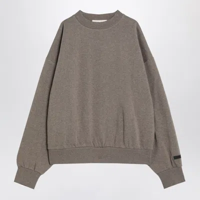 Essentials Grey Fleece Cotton Sweatshirt With Logo In Brown