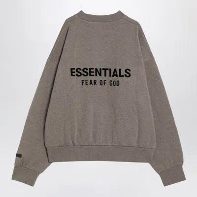 Essentials Grey Fleece Cotton Sweatshirt With Logo In Brown