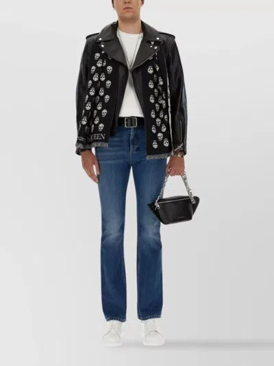 Alexander Mcqueen Combo Biker Jacket In Black