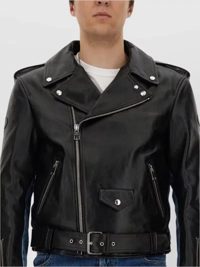 Alexander Mcqueen Combo Biker Jacket In Black