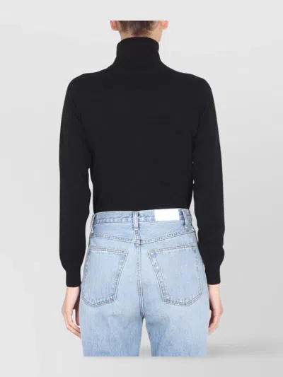 Ballantyne Cross-neck Ribbed Turtleneck Shirt In Black