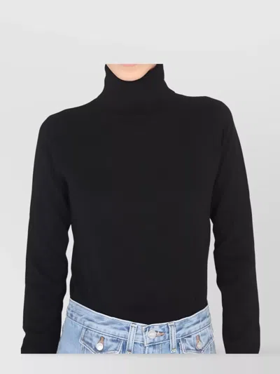 Ballantyne Cross-neck Ribbed Turtleneck Shirt In Black